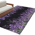 thumbnail image 1 of Rectangle Rug 3x5ft Area Rug,Spring Purple Lavender Flower Area Rugs for Living Room Bedroom,Watercolor Floral on Black Floor Mat Non-Slip Non-Shedding Carpet Indoor Accent Rugs, 1 of 9