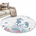 thumbnail image 1 of Rectangle Rug 4ft Area Rug, Marine Life Seahorses Fish Area Rugs for Living Room Bedroom, Watercolor Corals Floor Mat Non-Slip Non-Shedding Carpet Indoor Accent Rugs, 1 of 9