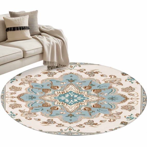 Rectangle Rug 4ft Area Rug, Mid Century Abstract Boho Flower Area Rugs for Living Room Bedroom, Retro Terracotta Pattern Floor Mat Non-Slip Non-Shedding Carpet Indoor Accent Rugs