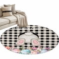 thumbnail image 1 of Rectangle Rug 4ft Area Rug, Spring Happy Easter Cute Bunny Tail Eggs Area Rugs for Living Room Bedroom, Black White Buffalo Plaid Floor Mat Non-Slip Non-Shedding Carpet Indoor Accent Rugs, 1 of 9