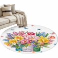 thumbnail image 1 of Rectangle Rug 4ft Area Rug, Watercolor Flowers in Vase Area Rugs for Living Room Bedroom, Lavender Daisy Butterflies Floor Mat Non-Slip Non-Shedding Carpet Indoor Accent Rugs, 1 of 9