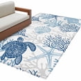 thumbnail image 1 of Rectangle Rug 4x6Ft, Ocean Sea Turtle Blue Coral Soft Non-Slip Washable Felt Carpet Pad, Sea Starfish Seahorse Area Rugs for Living Room Bedroom Kids Room, 1 of 9