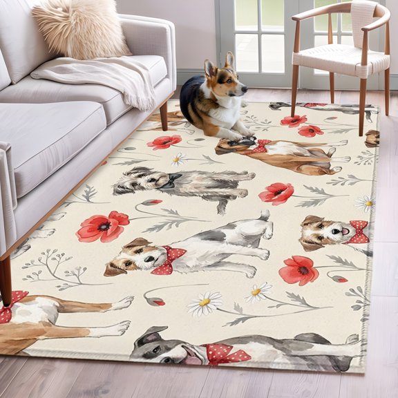 Rectangle Rug 4x6ft Area Rug, Area Rugs for Living Room Bedroom, Floor Mat Non-Slip Non-Shedding Carpet Indoor Accent Rugs