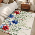 thumbnail image 1 of Rectangle Rug 4x6ft Area Rug, Independence Day Red Blue Flower Area Rugs for Living Room Bedroom, Green Leaf Retro Linen Floor Mat Non-Slip Non-Shedding Carpet Indoor Accent Rugs, 1 of 9