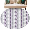 thumbnail image 1 of Rectangle Rug 5ft Area Rug, Abstract Purple Gray Wavy Stripes Area Rugs for Living Room Bedroom, Modern Morocco Texture Floor Mat Non-Slip Non-Shedding Carpet Indoor Accent Rugs, 1 of 9