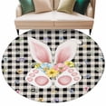 thumbnail image 1 of Rectangle Rug 5ft Area Rug, Easter Rabbit Ear Foot Area Rugs for Living Room Bedroom, Spring Flower Vintage Buffalo Plaid Floor Mat Non-Slip Non-Shedding Carpet Indoor Accent Rugs, 1 of 9