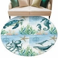 thumbnail image 1 of Rectangle Rug 5ft Area Rug, Nautical Turtle Whales Octopus Area Rugs for Living Room Bedroom, Summer Ocean Beach Theme Floor Mat Non-Slip Non-Shedding Carpet Indoor Accent Rugs, 1 of 9