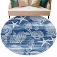 thumbnail image 1 of Rectangle Rug 5ft Area Rug, Ocean Seahorse Shell Navy Blue Area Rugs for Living Room Bedroom, Summer Seaside Coral Floor Mat Non-Slip Non-Shedding Carpet Indoor Accent Rugs, 1 of 9