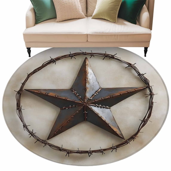 Rectangle Rug 5ft Area Rug, Vintage Country Texas Western Star Area Rugs for Living Room Bedroom, Rustic Vintage Wood Grain Floor Mat Non-Slip Non-Shedding Carpet Indoor Accent Rugs