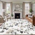 thumbnail image 1 of Rectangle Rug 5x7Ft, Gray Brown Botanical Watercolor Soft Non-Slip Washable Felt Carpet Pad, Retro Country Floral Leaves Area Rugs for Living Room Bedroom Kids Room, 1 of 9