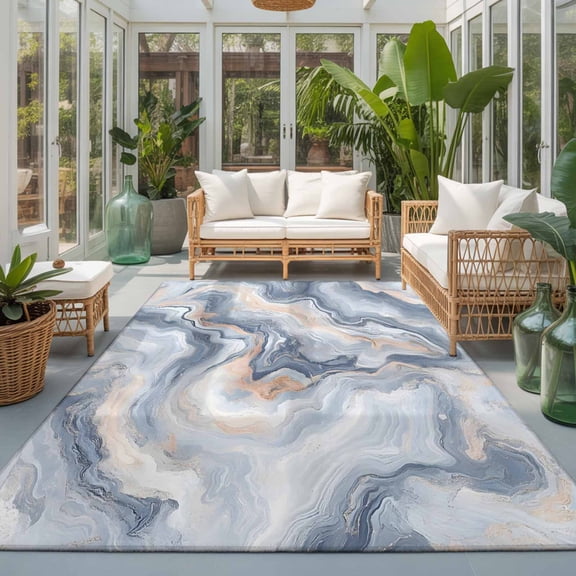 Kitchen Runner Rug Ocean Blue Octopus Jellyfish Coral Runner Rugs for Bedroom Hallway Entryway Stair, Underwater Marine Creature Area Rug Non-slip Washable Floor Carpet 2x6ft