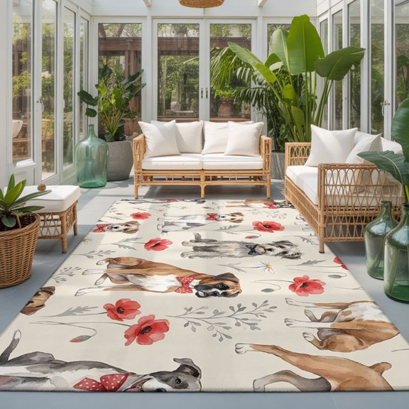 Rectangle Rug 5x7ft Area Rug, Area Rugs for Living Room Bedroom, Floor Mat Non-Slip Non-Shedding Carpet Indoor Accent Rugs