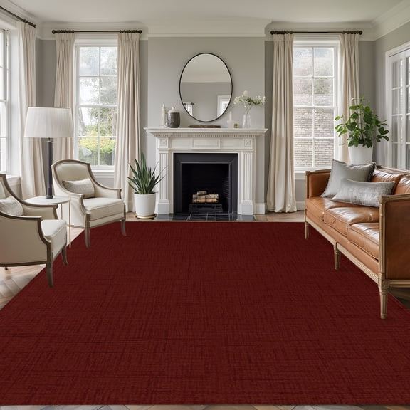 Rectangle Rug 5x7ft Area Rug, Burgundy Red Area Rugs for Living Room Bedroom, Dark Maroon Floor Mat Non-Slip Non-Shedding Carpet Indoor Accent Rugs
