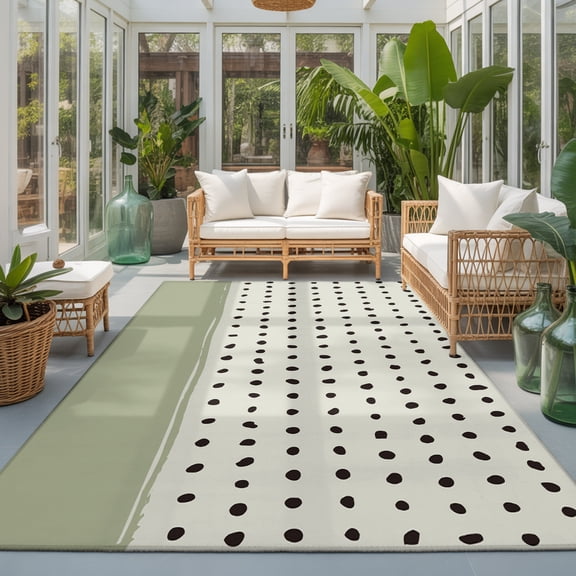 Rectangle Rug 5x7ft Area Rug, Farmhouse Irregular Polka Dot Area Rugs for Living Room Bedroom, Abstract Dotted Sage Green Floor Mat Non-Slip Non-Shedding Carpet Indoor Accent Rugs