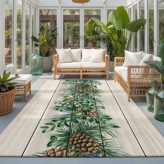 Rectangle Rug 5x7ft Area Rug, Farmhouse Pine Needle Pinecone Area Rugs for Living Room Bedroom, Rustic Retro Wood Grain Floor Mat Non-Slip Non-Shedding Carpet Indoor Accent Rugs