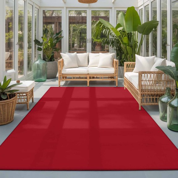 Rectangle Rug 5x7ft Area Rug, Pure Color Red Area Rugs for Living Room Bedroom, Minimalist Style Monochrome Floor Mat Non-Slip Non-Shedding Carpet Indoor Accent Rugs