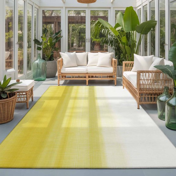 Rectangle Rug 5x7ft Area Rug, Watercolor Yellow White Ombre Area Rugs for Living Room Bedroom, Modern Country Art Theme Floor Mat Non-Slip Non-Shedding Carpet Indoor Accent Rugs
