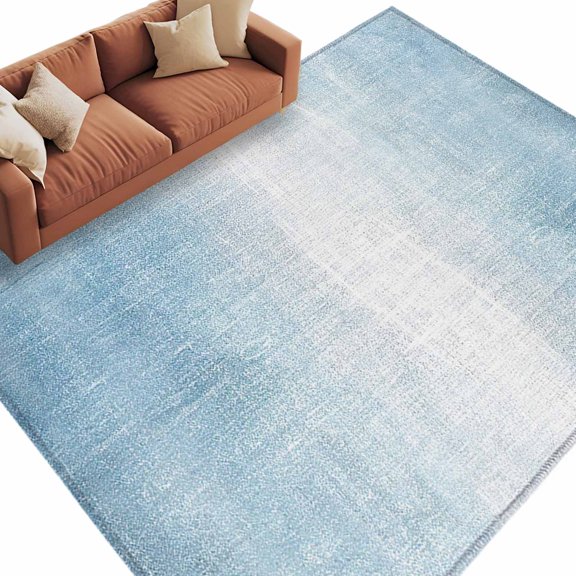 Rectangle Rug 5x8ft Area Rug, Abstract Vintage Oil Painting Art Area Rugs for Living Room Bedroom, Blue and White Artwork Texture Floor Mat Non-Slip Non-Shedding Carpet Indoor Accent Rugs