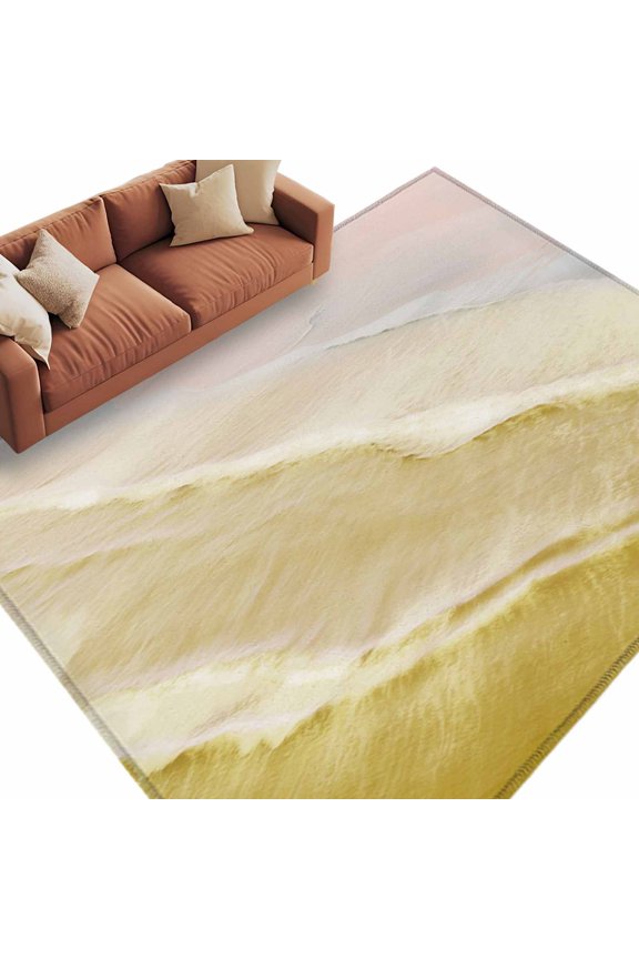 Rectangle Rug 5x8ft Area Rug, Gradient Ginger Waves Area Rugs for Living Room Bedroom, Abstract Bohemian Beach Floor Mat Non-Slip Non-Shedding Carpet Indoor Accent Rugs