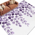 thumbnail image 1 of Rectangle Rug 5x8ft Area Rug, Oombre Purple Eucalyptus Leaf Area Rugs for Living Room Bedroom, Summer Country Leaves Floor Mat Non-Slip Non-Shedding Carpet Indoor Accent Rugs, 1 of 9