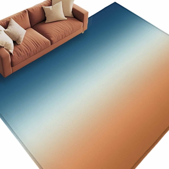 Rectangle Rug 5x8ft Area Rug, Orange Blue Gradient Area Rugs for Living Room Bedroom, Modern Abstract Art Ombre Floor Mat Non-Slip Non-Shedding Carpet Indoor Accent Rugs