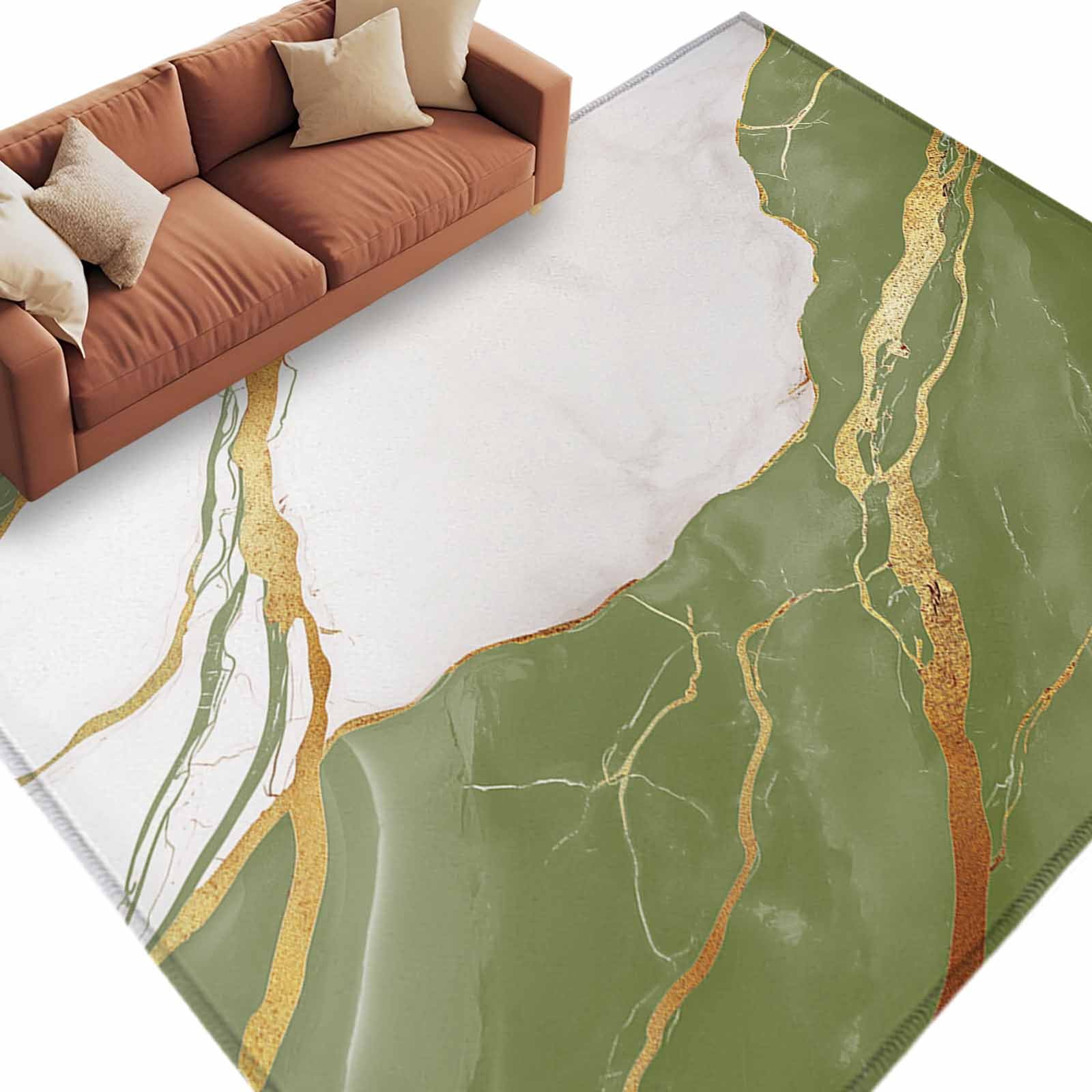 Rectangle Rug 5x8ft Area Rug,Sage Green Marble Gradient Area Rugs for ...