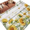 thumbnail image 1 of Rectangle Rug 5x8ft Area Rug,Spring Sunflower Leaf Area Rugs for Living Room Bedroom,Pastoral Plant Wood Plank Floor Mat Non-Slip Non-Shedding Carpet Indoor Accent Rugs, 1 of 9
