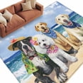 thumbnail image 1 of Rectangle Rug 5x8ft Area Rug, Summer Beach Pet Dogs Ocean Area Rugs for Living Room Bedroom, Watercolor Puppy Cloud Blue Sky Floor Mat Non-Slip Non-Shedding Carpet Indoor Accent Rugs, 1 of 9