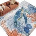 thumbnail image 1 of Rectangle Rug 5x8ft Area Rug,Underwater Turtle Ocean Starfish Area Rugs for Living Room Bedroom,Sea Coral Wood Board Floor Mat Non-Slip Non-Shedding Carpet Indoor Accent Rugs, 1 of 9