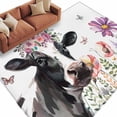 thumbnail image 1 of Rectangle Rug 5x8ft Area Rug,Watercolor Farm Cattle Spring Flower Area Rugs for Living Room Bedroom,Pastoral Floral Butterfly Floor Mat Non-Slip Non-Shedding Carpet Indoor Accent Rugs, 1 of 9