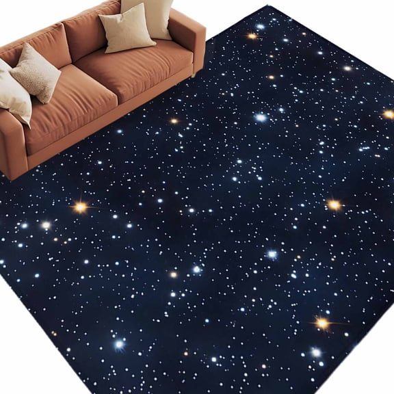 Rectangle Rug 6x9Ft Abstract Blue Sky Soft Indoor Throw Rugs Carpets for Living Dining Bedroom Kids Room Non-Slip Playroom Crawl Rug Floor Mats Shining Stars on Scenery Background