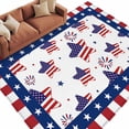 thumbnail image 1 of Rectangle Rug 6x9ft Area Rug, 4th of July Independence Day Stars Flag Area Rugs for Living Room Bedroom, Red White Plaid Border Floor Mat Non-Slip Non-Shedding Carpet Indoor Accent Rugs, 1 of 9