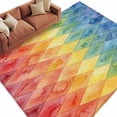 thumbnail image 1 of Rectangle Rug 6x9ft Area Rug, Abstract Rainbow Geometric Area Rugs for Living Room Bedroom, Gradient Diamond Shape Floor Mat Non-Slip Non-Shedding Carpet Indoor Accent Rugs, 1 of 9