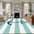 thumbnail image 1 of Rectangle Rug 6x9ft Area Rug,Blue Anchor Nautical Coastal Area Rugs for Living Room Bedroom,White Stripe Marine Theme Floor Mat Non-Slip Non-Shedding Carpet Indoor Accent Rugs, 1 of 9