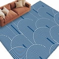 thumbnail image 1 of Rectangle Rug 6x9ft Area Rug, Bohemian Abstract Geometric Arch Area Rugs for Living Room Bedroom, Abstract Navy Blue Floor Mat Non-Slip Non-Shedding Carpet Indoor Accent Rugs, 1 of 9
