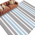 thumbnail image 1 of Rectangle Rug 6x9ft Area Rug, Classic Vertical Stripes Area Rugs for Living Room Bedroom, Grey Blue White Floor Mat Non-Slip Non-Shedding Carpet Indoor Accent Rugs, 1 of 9