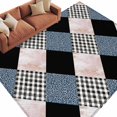 thumbnail image 1 of Rectangle Rug 6x9ft Area Rug, Leopard Patchwork Quilt Buffalo Plaid Area Rugs for Living Room Bedroom, Geometric Squares Floor Mat Non-Slip Non-Shedding Carpet Indoor Accent Rugs, 1 of 9