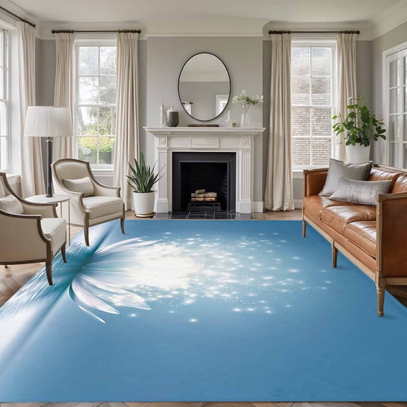 Rectangle Rug 6x9ft Area Rug,Meditation Lotus Flower Area Rugs for Living Room Bedroom,Asian Zen Spiritual Floor Mat Non-Slip Non-Shedding Carpet Indoor Accent Rugs
