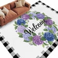 thumbnail image 1 of Rectangle Rug 6x9ft Area Rug, Summer Hydrangea Leaf Area Rugs for Living Room Bedroom, Purple Blue Flower Buffalo Check Floor Mat Non-Slip Non-Shedding Carpet Indoor Accent Rugs, 1 of 9