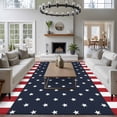 thumbnail image 1 of Rectangle Rug 8x10Ft, Independence Day Patriotic Stars on Blue Soft Non-Slip Washable Felt Carpet Pad, Red White Stripes Border Area Rugs for Living Room Bedroom Kids Room, 1 of 9