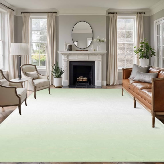 Rectangle Rug 8x10Ft Light Green White Ombre Minimalist Soft Indoor Throw Rugs Carpets for Living Dining Bedroom Kids Room Non-Slip Playroom Crawl Rug Floor Mats Modern Ombre Art