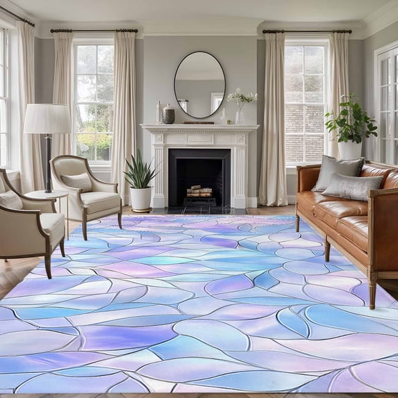 Rectangle Rug 8x10Ft Modern Watercolor Geometric Soft Indoor Throw Rugs Carpets for Living Dining Bedroom Kids Room Non-Slip Playroom Crawl Rug Floor Mats Abstract Pattern Art