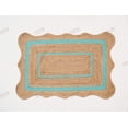 thumbnail image 1 of Rectangle Rug Area Rug Natural Fiber Jute Hand Braided Rug Cyan Color Scalloped Pattern Eco Friendly Rug, 1 of 5