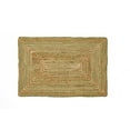thumbnail image 1 of Rectangle Rug Natural Jute Rug Hand Braided Beige and Green Color Rounding Line Area Rug, 1 of 5