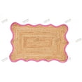 thumbnail image 1 of Rectangle Rug Natural Jute Rug Hand Braided Beige and Pink Color Rounding Line Area Rug, 1 of 5