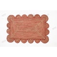 thumbnail image 1 of Rectangle Rug Natural Jute Rug Hand Braided Beige and Red Color Scalloped Area Rug, 1 of 5