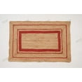 thumbnail image 1 of Rectangle Rug Natural Jute Rug Hand Braided Beige and Red Color Scalloped Area Rug, 1 of 5