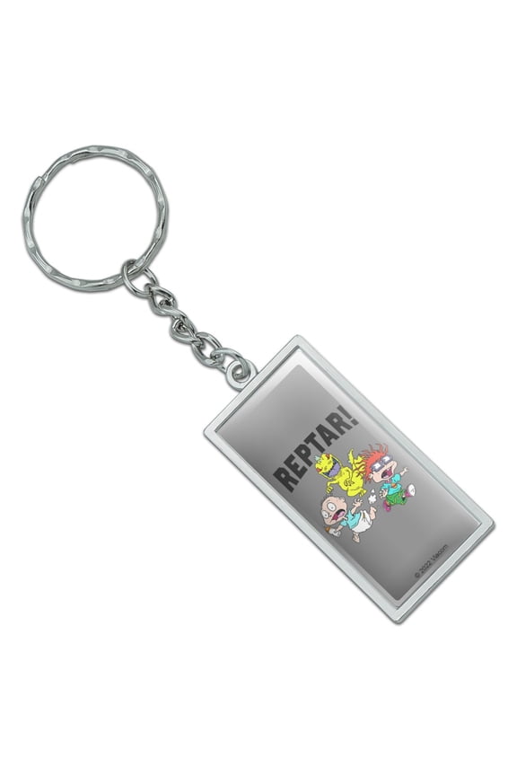 Rectangle Rugrats Reptar! Keychain in Chrome Plated Metal