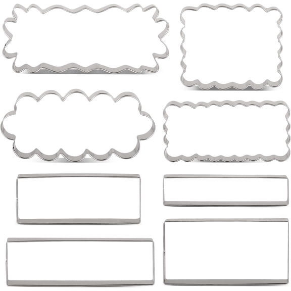 Rectangle Scalloped Edge Cookie Cutter Set, Stainless Steel