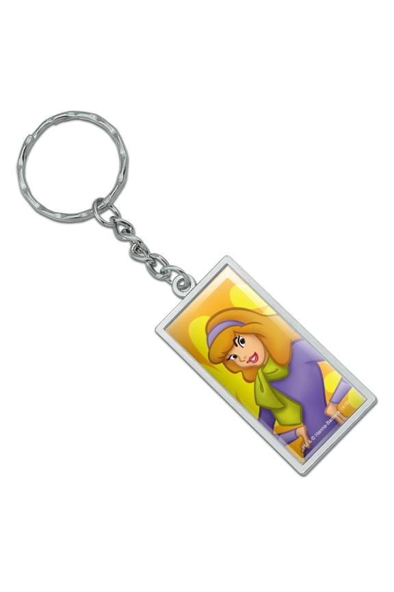 Rectangle Scooby Doo Daphne Character Keychain in Chrome Plated Metal